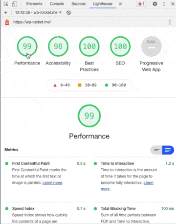 Checking every part of the Lighthouse report – Source: Google Chrome Dev Tools