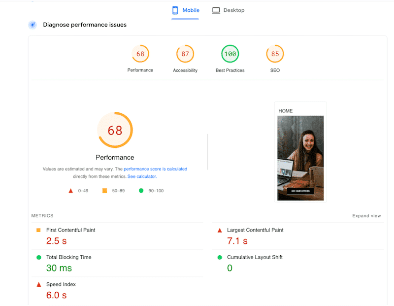 Beaver Builder’s KPIs - Source: PageSpeed Insights
