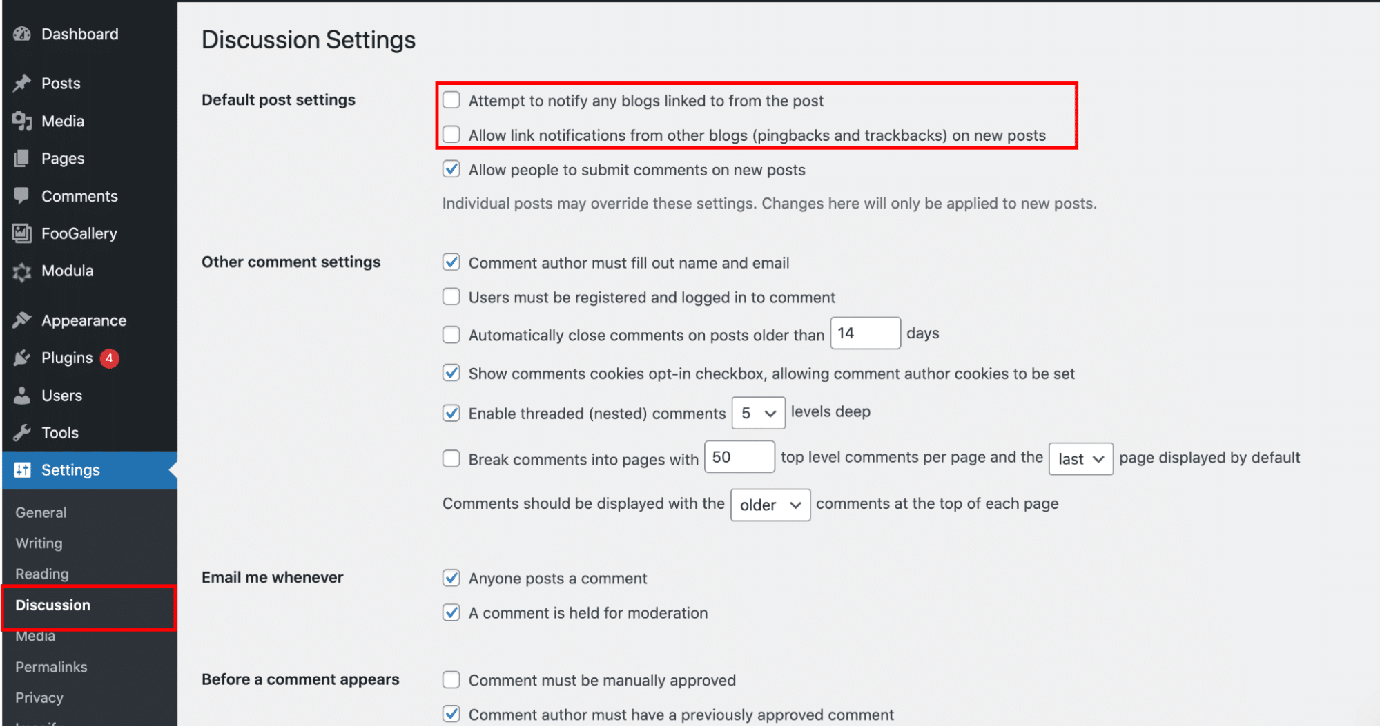 Deactivating trackbacks and pingbacks - Source: WP Rocket
