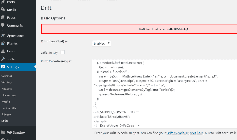 How to configure Drift plugin in WordPress