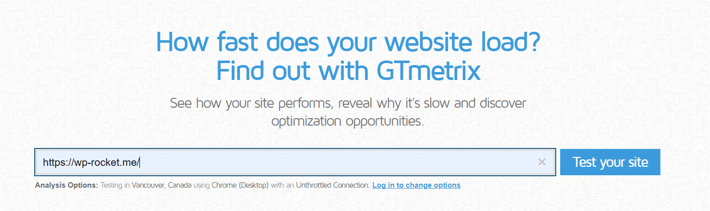 GTmetrix homepage