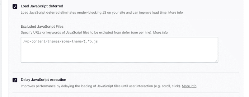 JS files optimization – WP Rocket’s dashboard