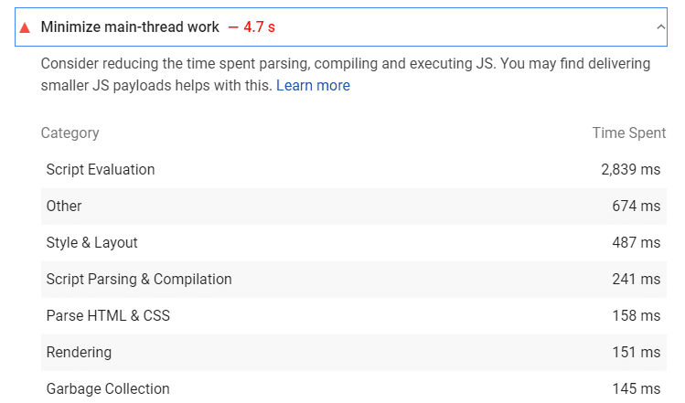 Minimize main-thread work - PSI