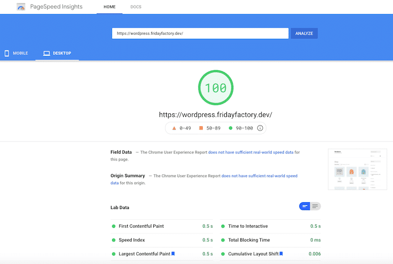 My new green score for mobile using WP Rocket - Source: PSI
