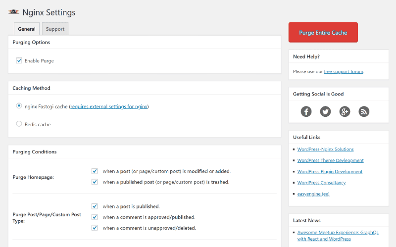 Integrating Nginx FastCGI cache with the free Nginx Helper plugin 