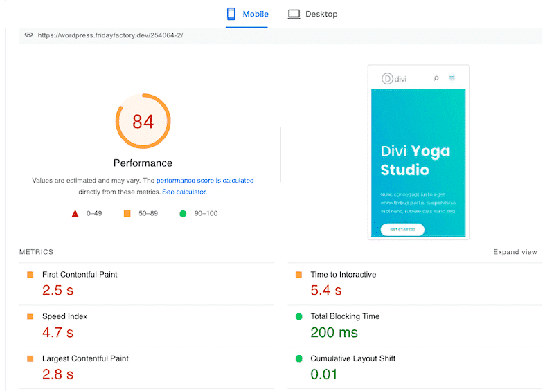 Overall performance on mobile - Source: PSI 
