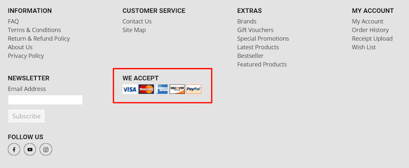 Payment method images that could be cached - Source: Unicart