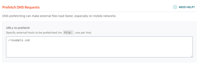 Prefetch DNS Requests – WP Rocket dashboard