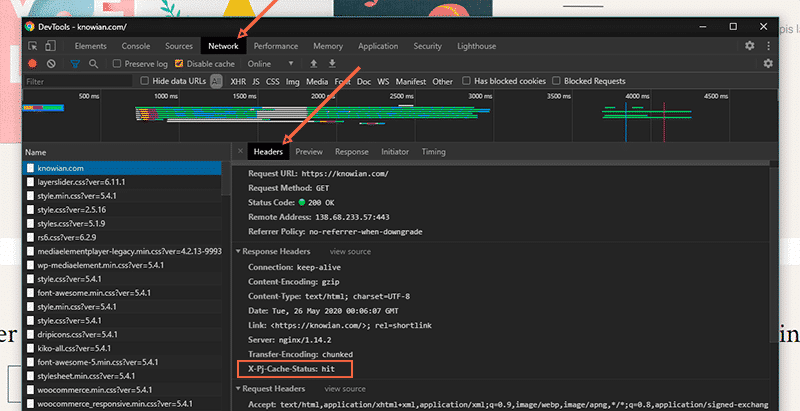  “X-Pj-Cache-Status: hit” indicates Redis Page Cache is working