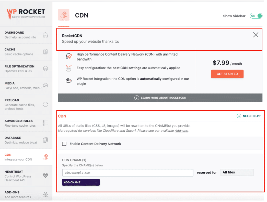 Showing both CDN options – Source: CDN tab in WP Rocket dashboard