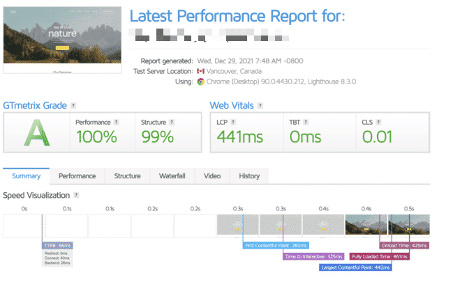 GTmetrix results after WP Rocket