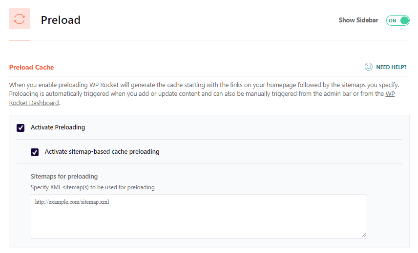 The old Sitemap-based cache preloading option
