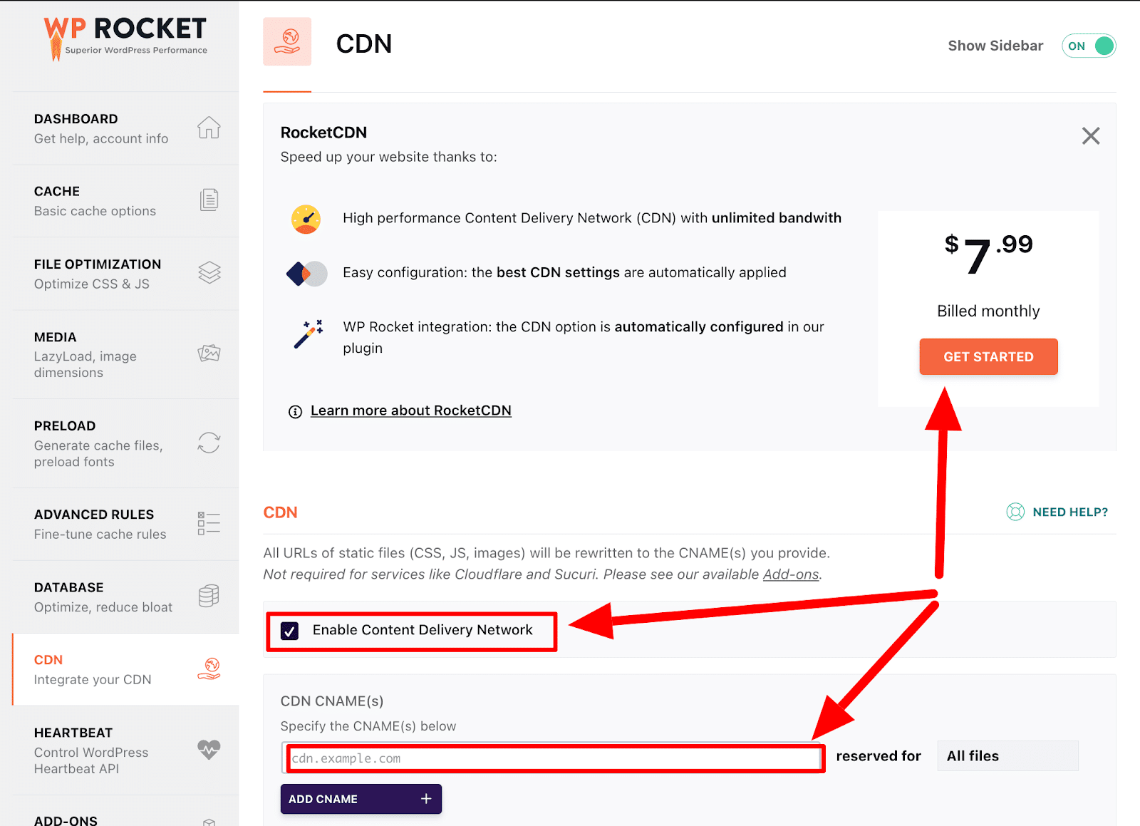 WPRocket & RocketCDN integration settings